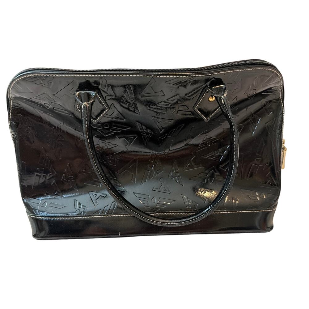 ARCADIA Leather Womens Black Handbag Satchel Bag Made In Italy Classic Chic